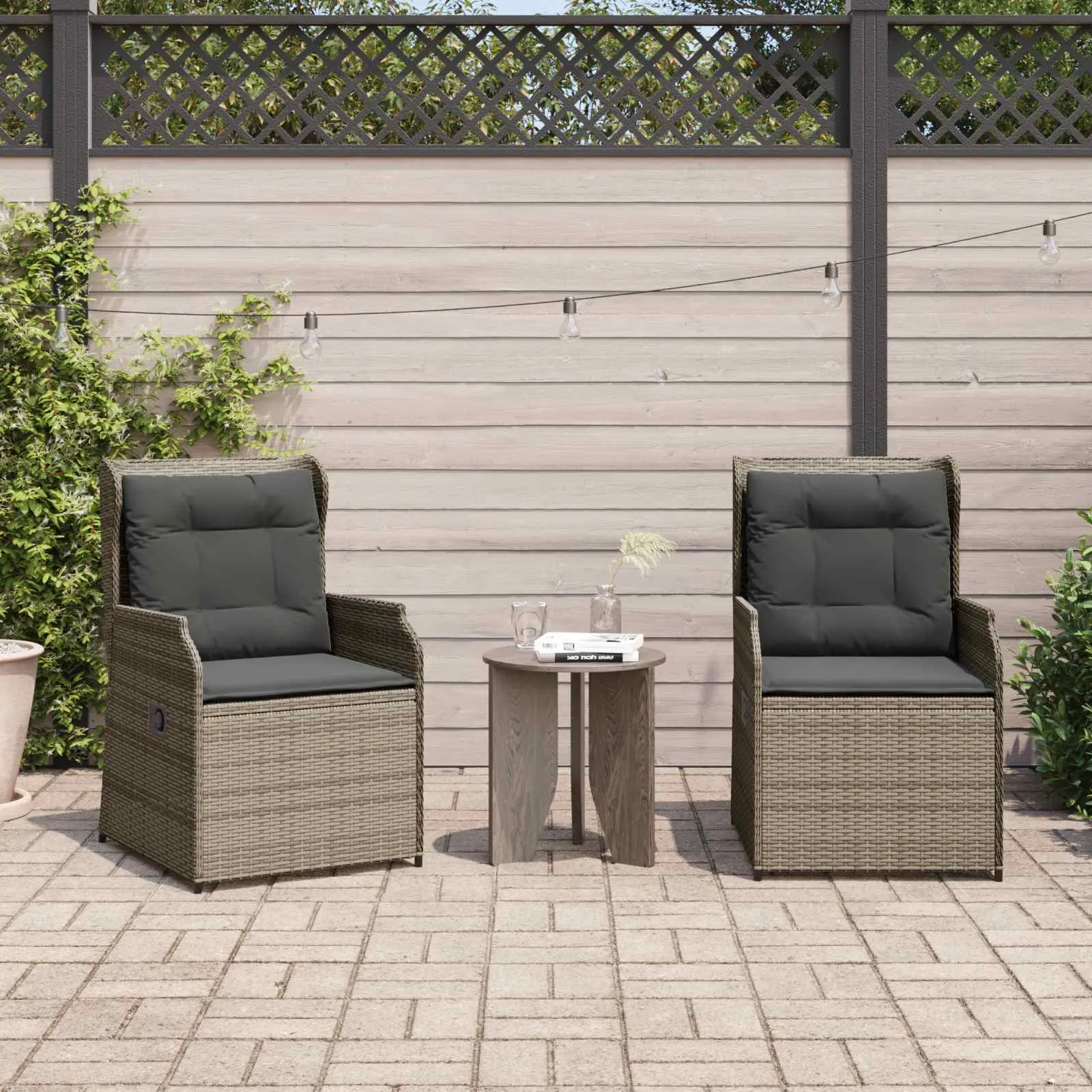 Verstellbare Gartenbank Poly-Rattan 55x67x95 cm Grau