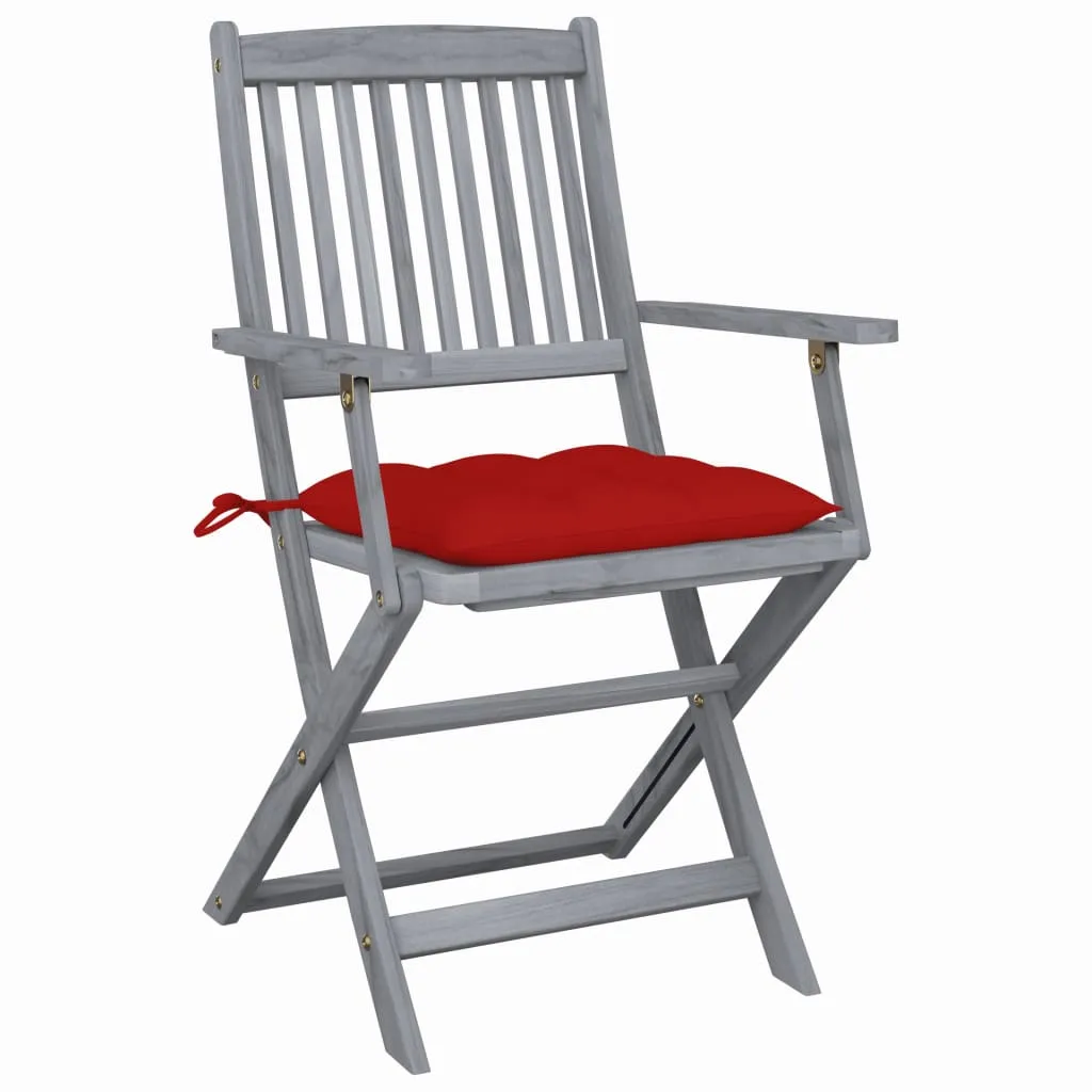 Modernes Echtholz Klappstuhl-Set 54x57x91 cm mit roten Sitzpolstern