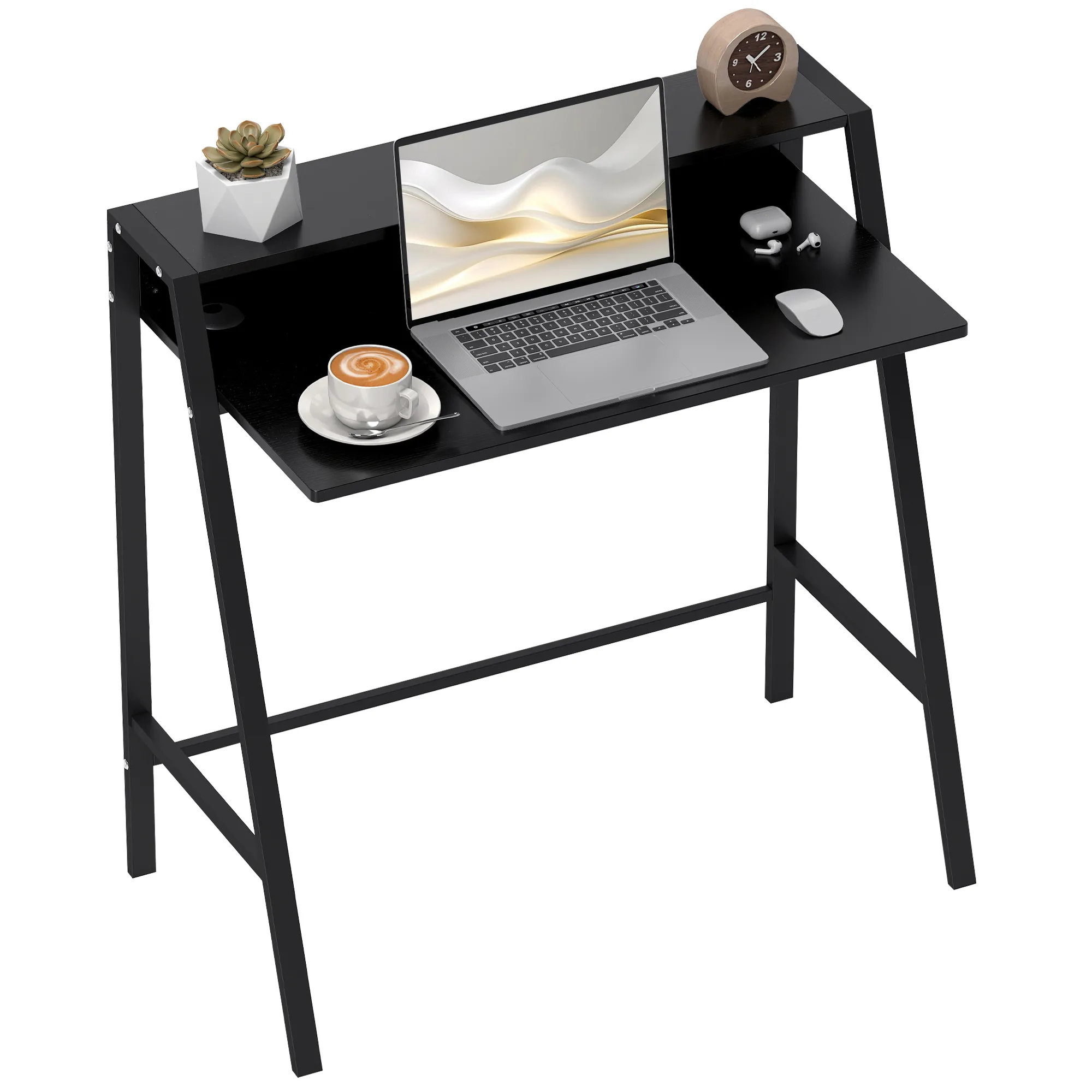 Kompakter Computertisch 84L x 45B x 85H cm in Schwarz