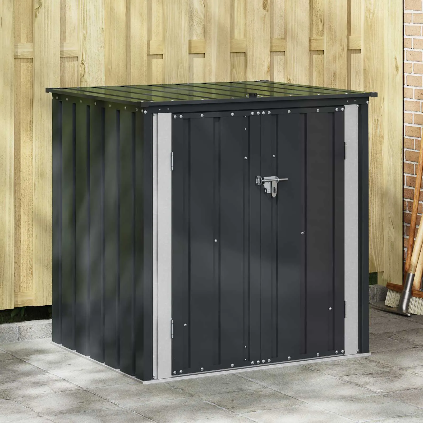 Abschließbare Gartenbox 101,5x82x100 cm Schwarz mit Stahlkonstruktion