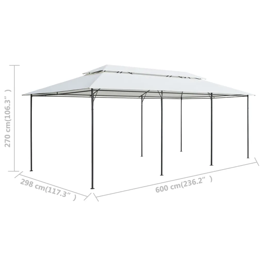 Moderner Gartenpavillon 600x298x270 cm Weiß mit Stahlrohrrahmen