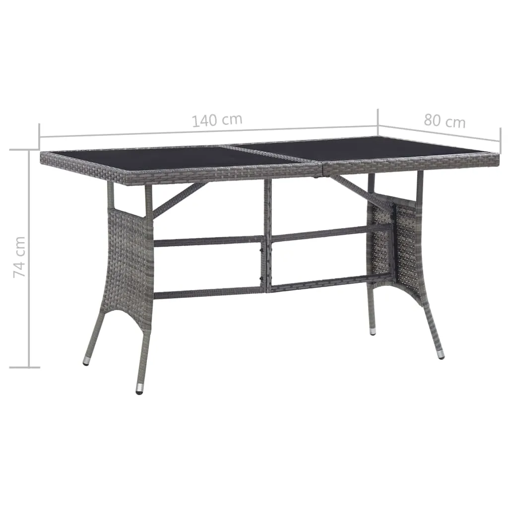 Gartentisch mit Glasplatte 140 x 80 x 74 cm Grau