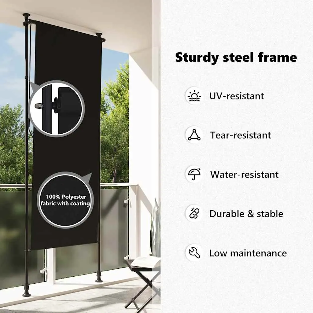 Außenrollo Handkurbel 120x270 cm Anthrazit mit höhenverstellbaren Pfosten