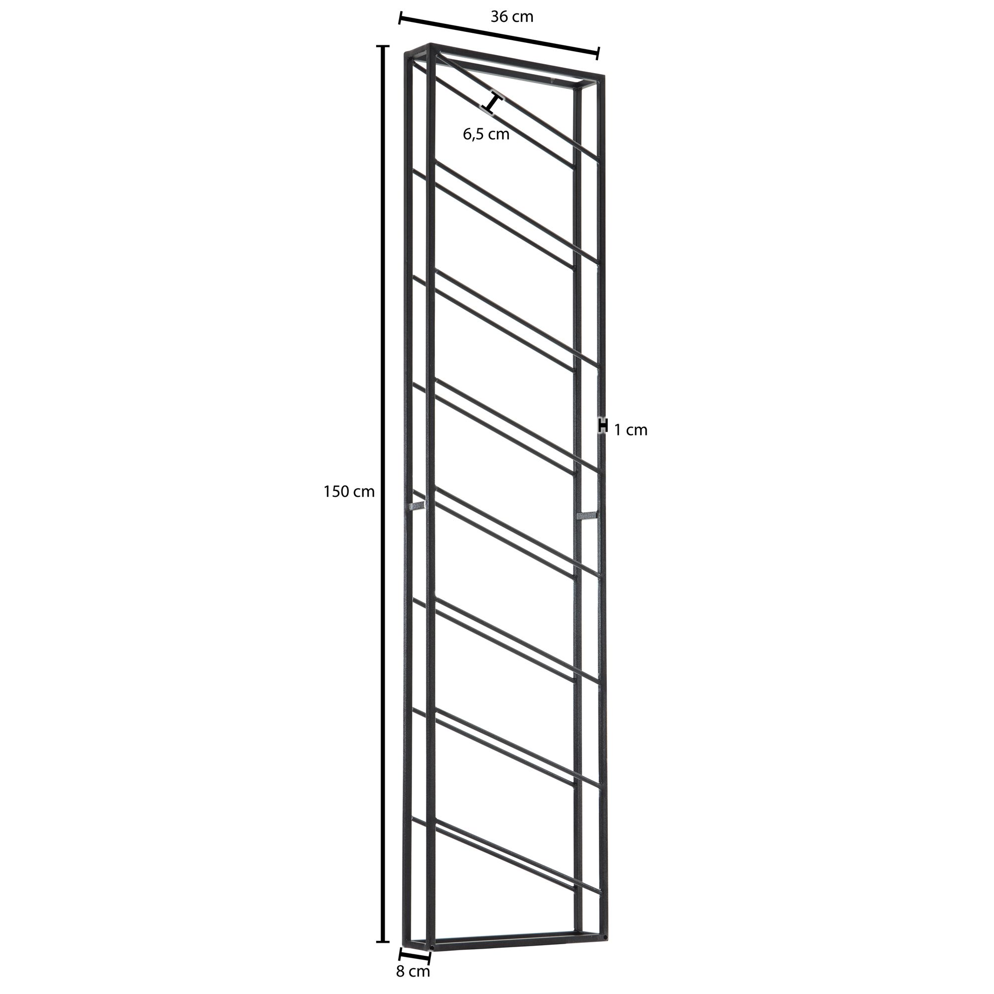 Weinregal Wand Metall Schwarz 36x150x8 cm Groß für 8 Flaschen