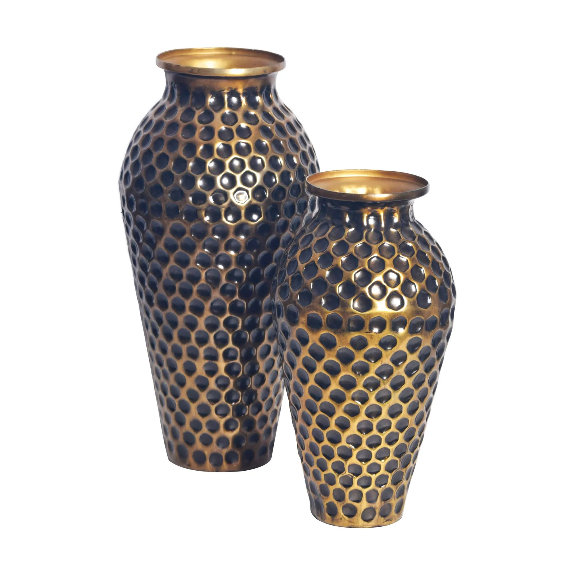 Deko Vase 2er Set Aluminium Gold Amphore Blumenvase Modern