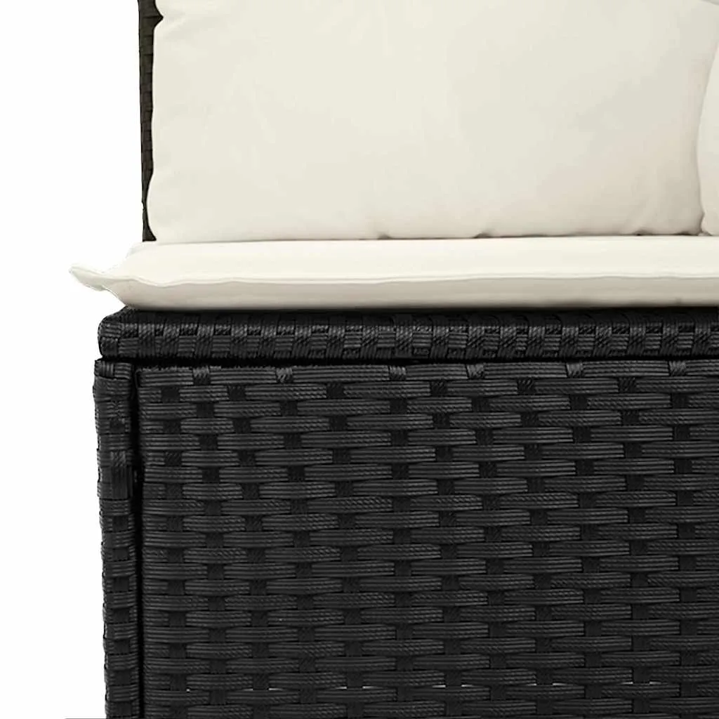 Modulares Garten-Dining-Set 55x55 cm Schwarz und Creme mit Echtholz