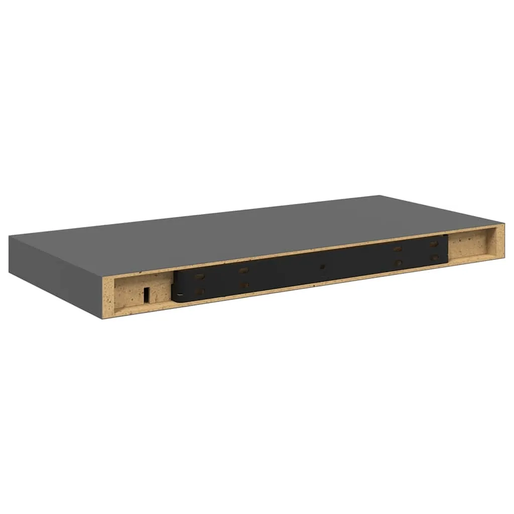 2er Set Schweberegal 50x23x3,8 cm Hochglanz-Grau