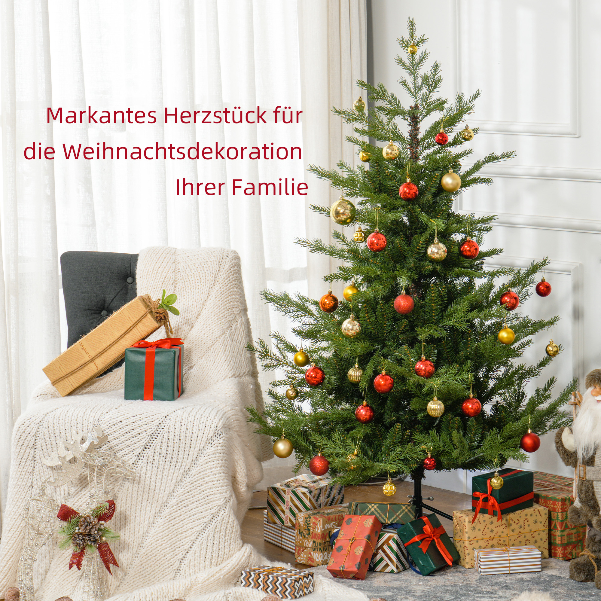 Kunsttanne Weihnachtsbaum realistisch Kunststoff, 150 cm, Grün