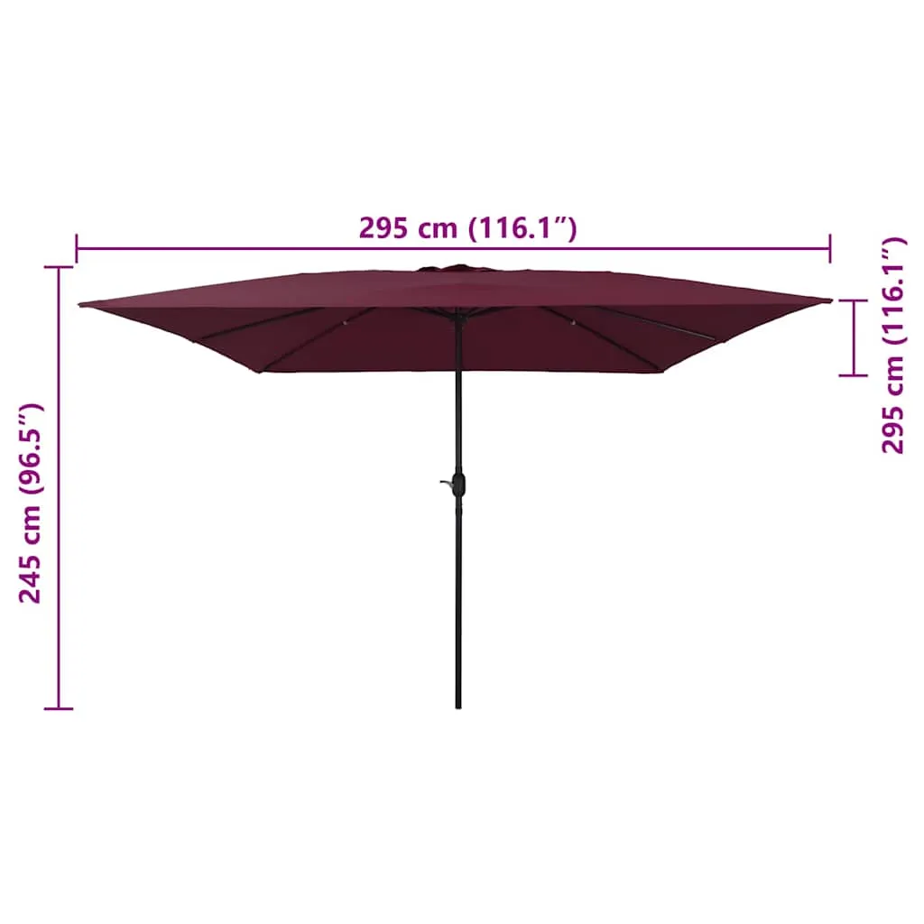 Garten-Sonnenschirm Bordeauxrot 295 x 295 x 245 cm