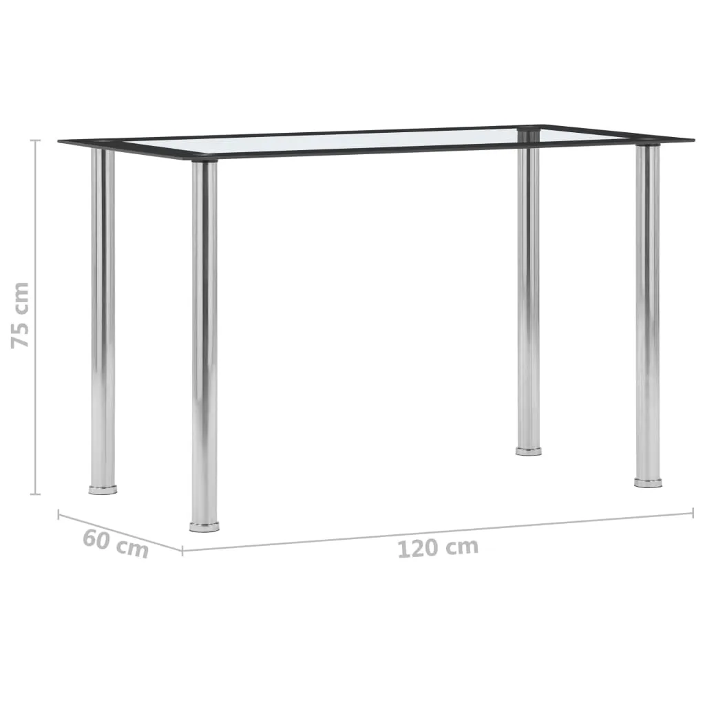 Moderner Esstisch 120x60x75 cm in Schwarz und Transparent