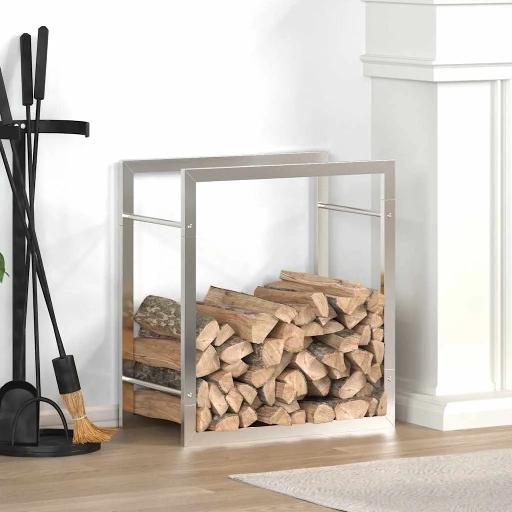 Kaminholzregal Edelstahl 50 x 28 x 56 cm Silbern