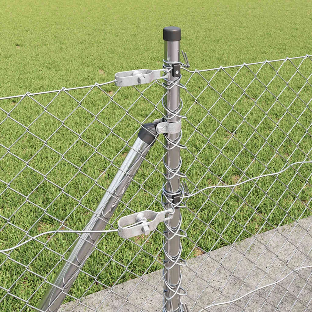 Zaunpfosten Set aus Stahl 2500 x 3,2 x 60 cm Silber