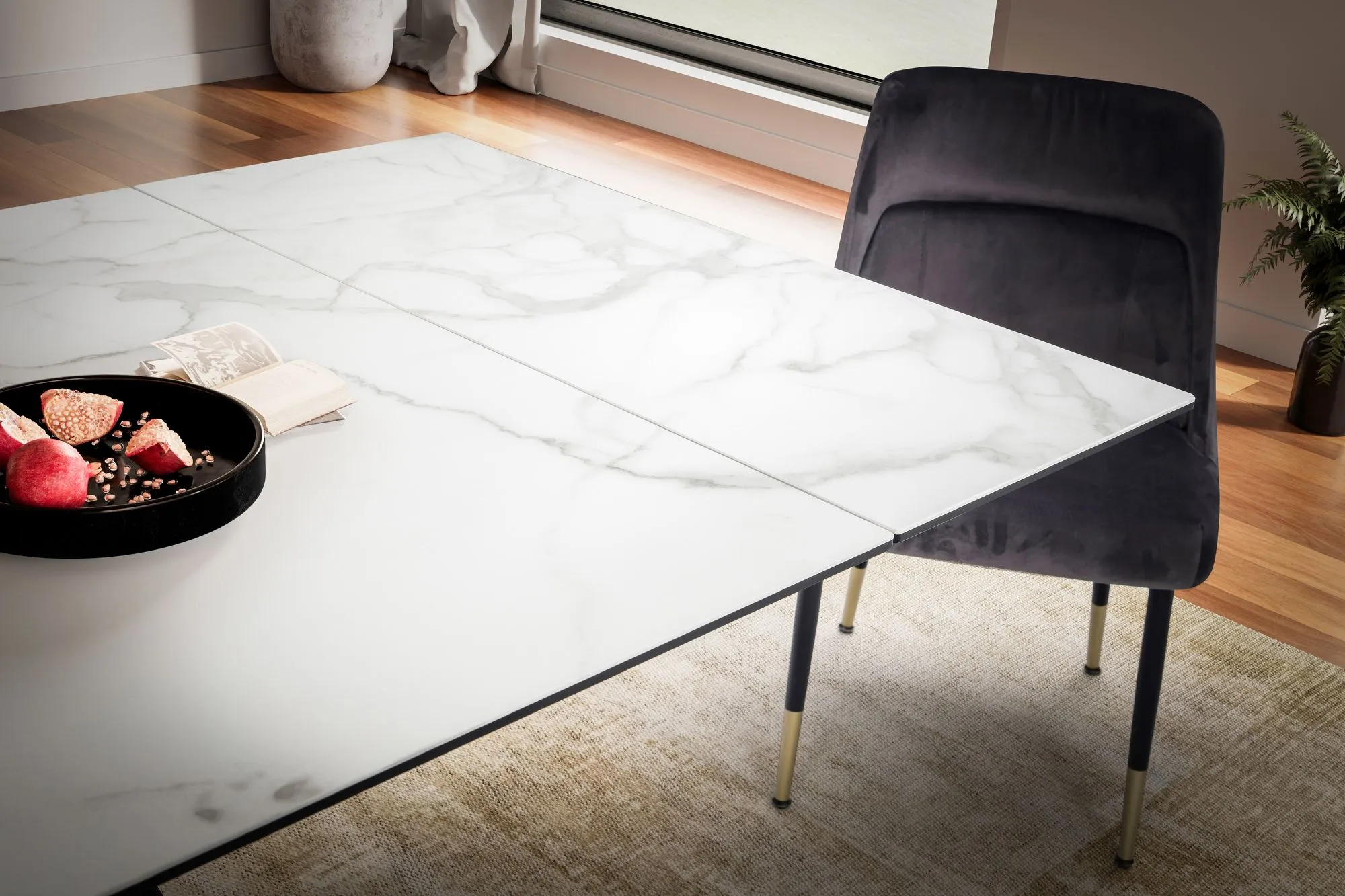 Esszimmertisch 180 - 260 cm Ausziehbar Keramik Glas Weiß