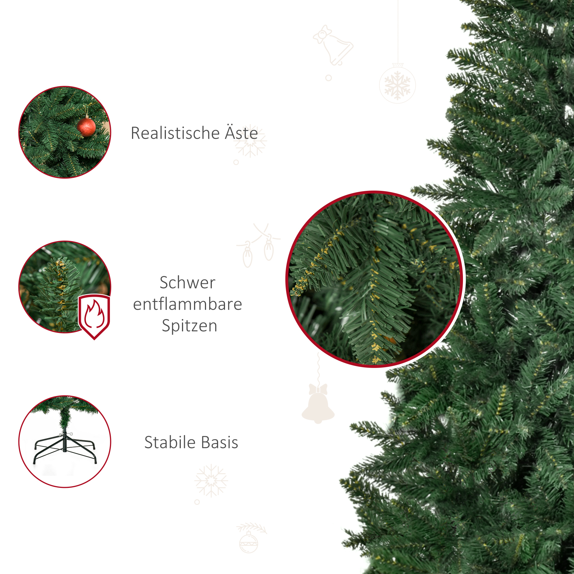 Künstlicher Weihnachtsbaum Kiefer 180 cm mit Metallständer Grün
