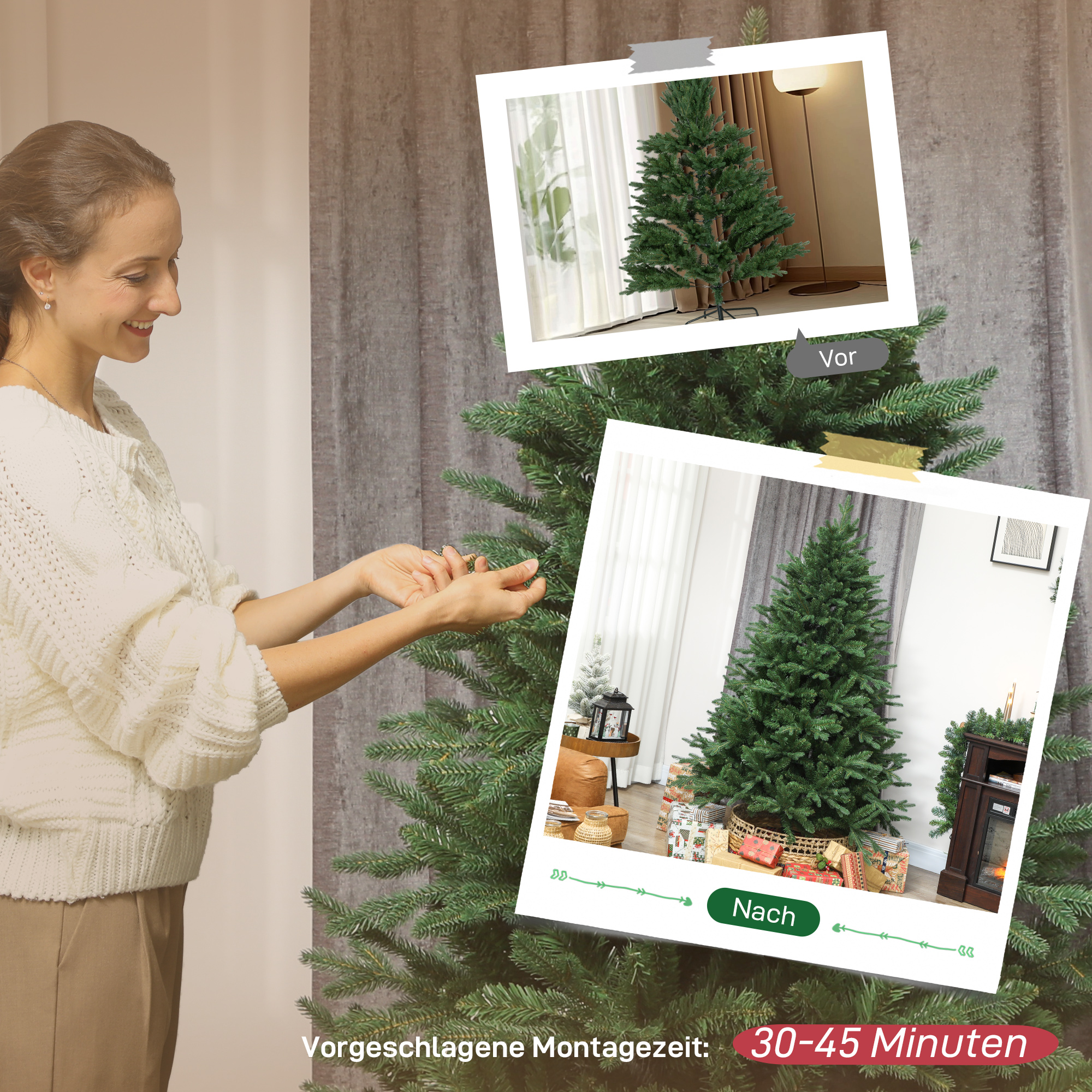 Künstlicher Weihnachtsbaum Nordische Kiefer 180 cm Grün