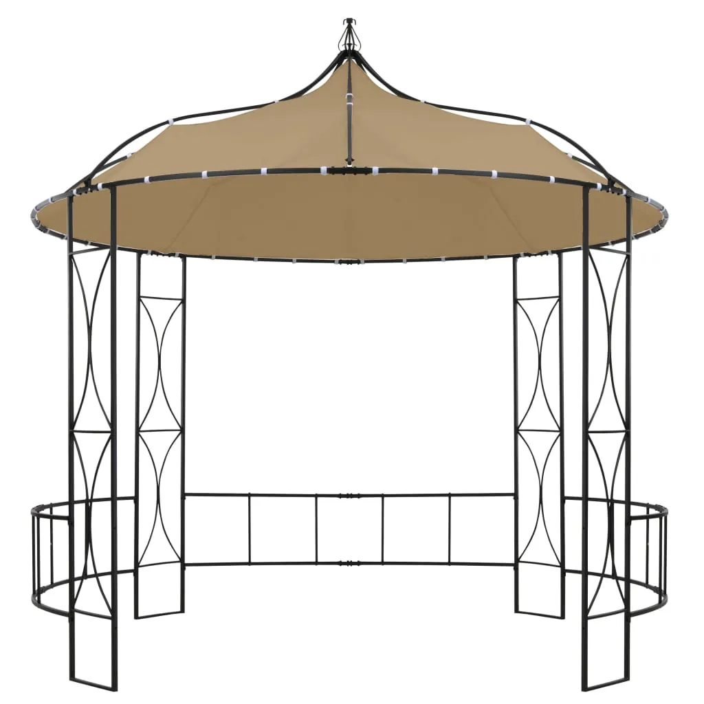 Pavillon 3 x 2,9 m Taupe und Schwarz mit dekorativem Rahmen