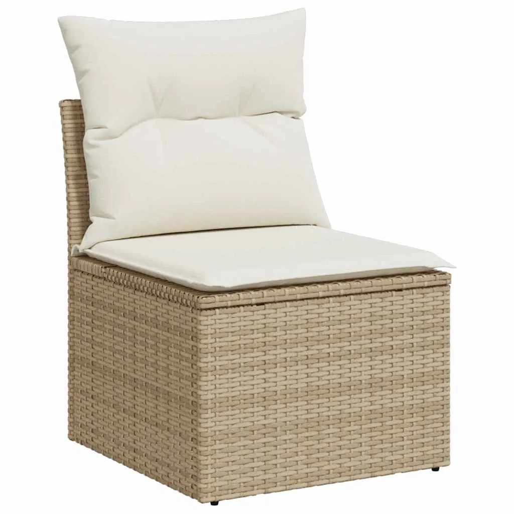Poly-Rattan Garten-Esszimmer-Set 100x55x73 cm Beige Creme mit Echtholz