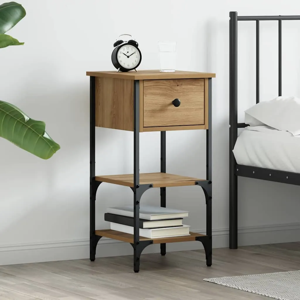 Moderner Nachttisch 33,5x36x70 cm Braun aus massivem Holz
