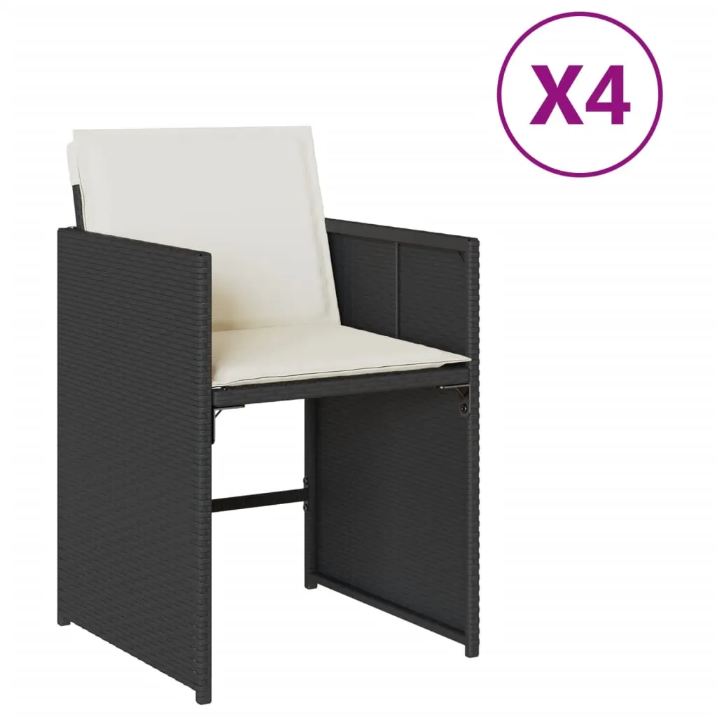 Gartenstuhl aus PE-Rattan mit Stahlrahmen 50,5x54x79 cm Schwarz