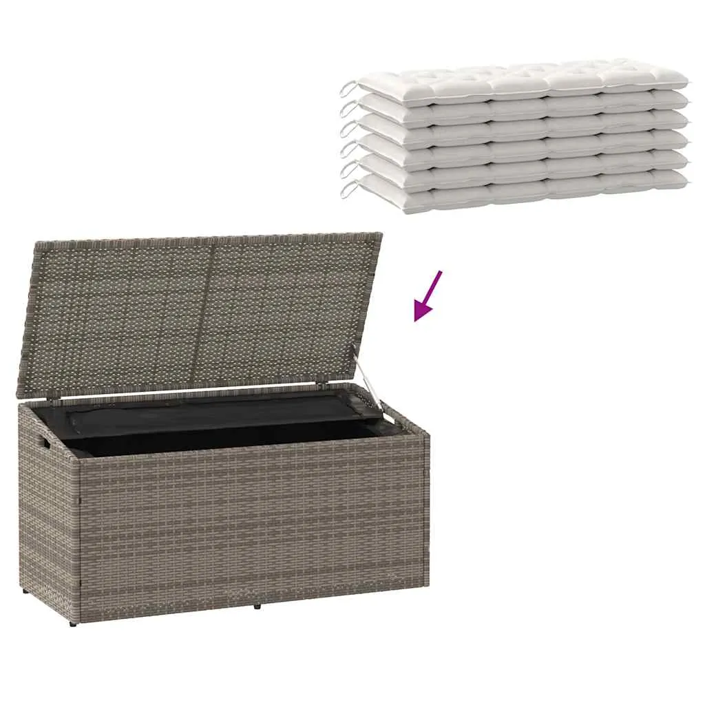 Garten-Aufbewahrungsbox PE-Rattan Grau 110x50x58 cm