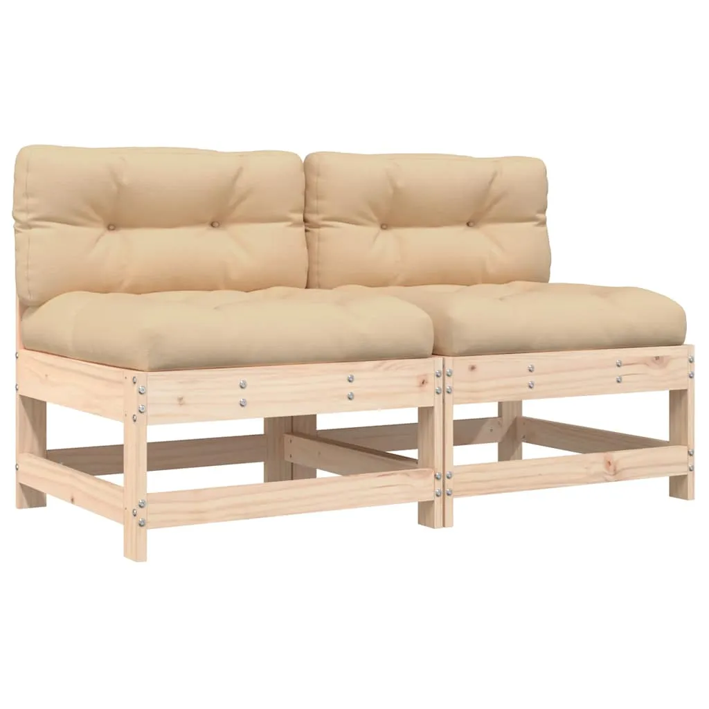 Modulares Gartensofa aus Massivholz, 62 x 62 x 70,5 cm, Beige