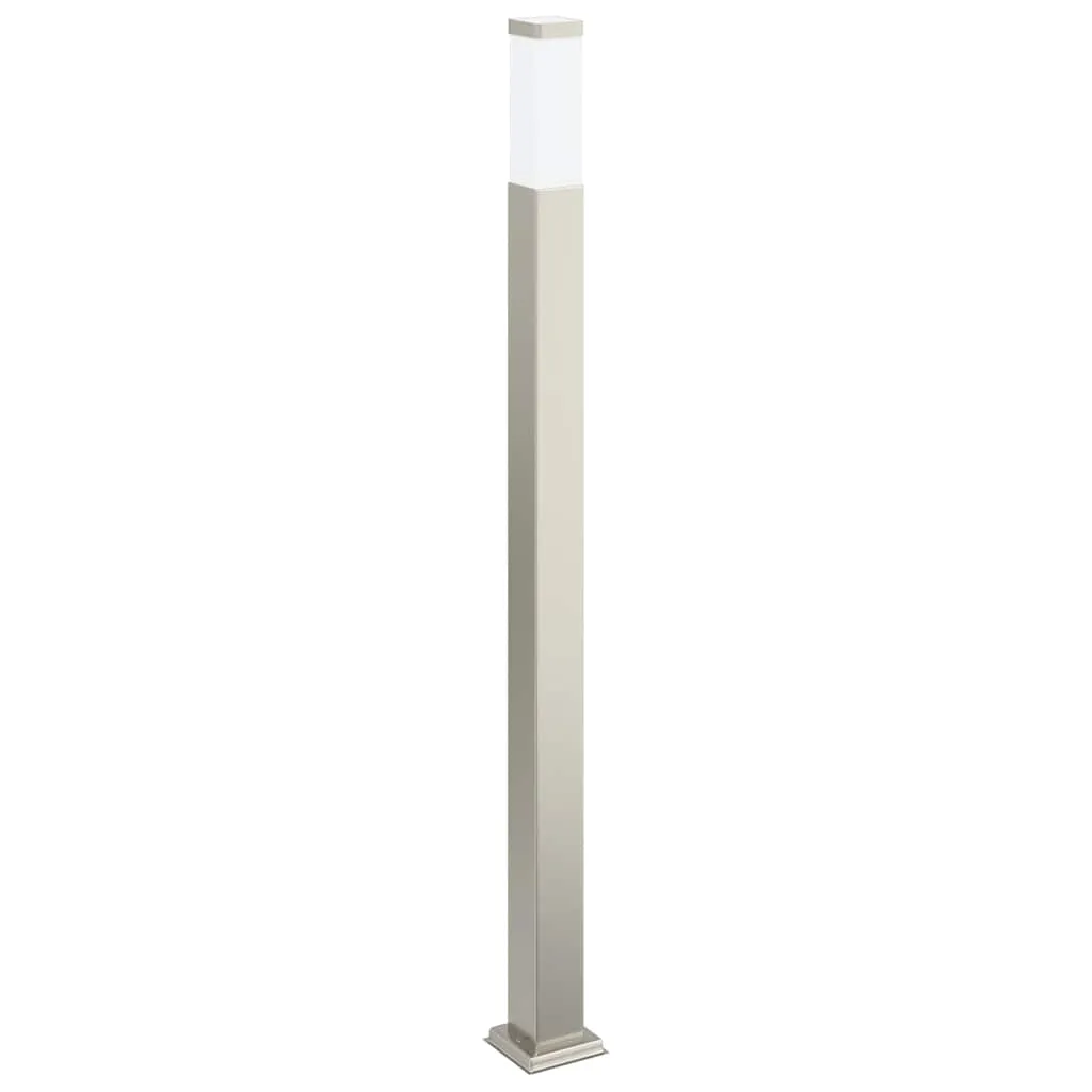 Silberne Pollerleuchte aus Edelstahl 10x10x110 cm mit IP44