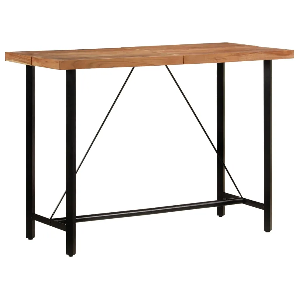 Stehtisch aus Echtholz mit Eisen, 150 x 70 x 107 cm, Naturfarben