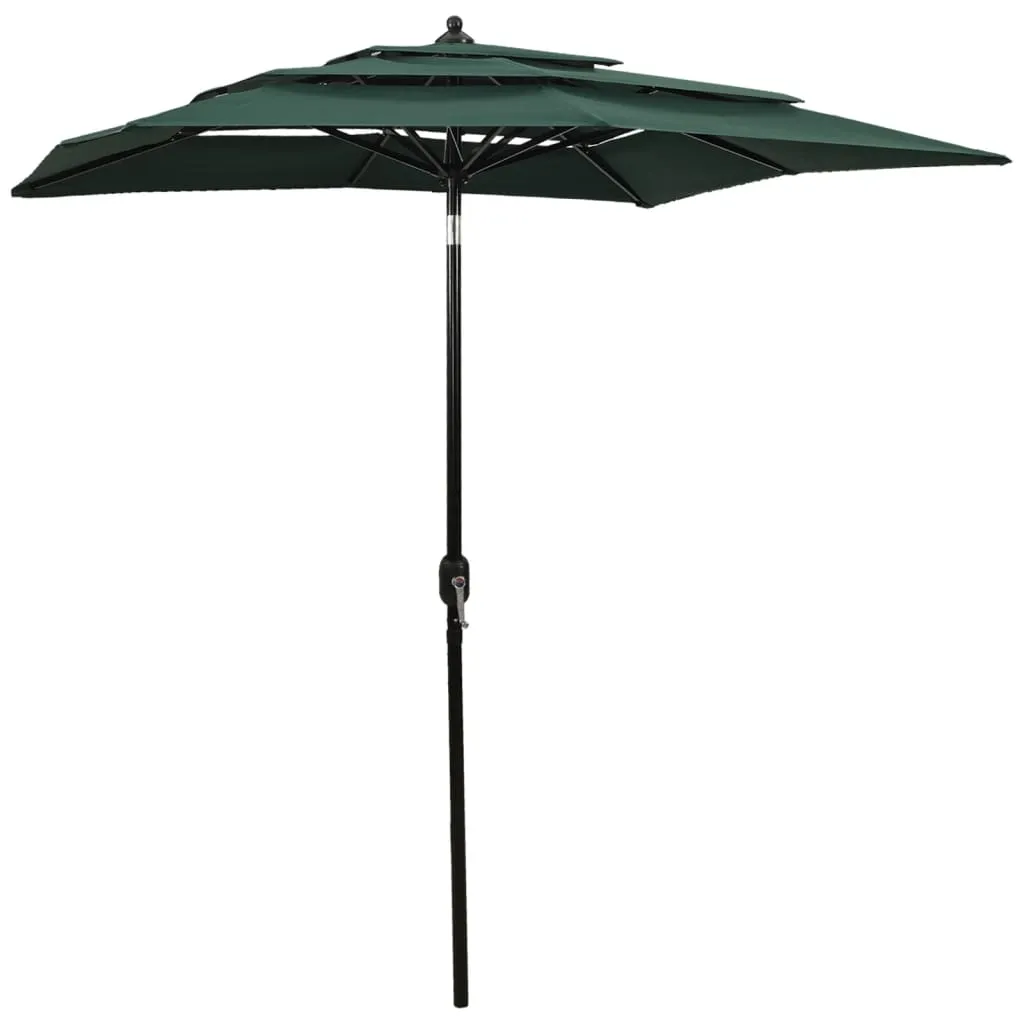 Sonnenschirm mit Aluminium-Mast 3-lagig Grün 2x2 m Sonnenschirm mit Aluminium-Mast 3-lagig Grün 2x2 m