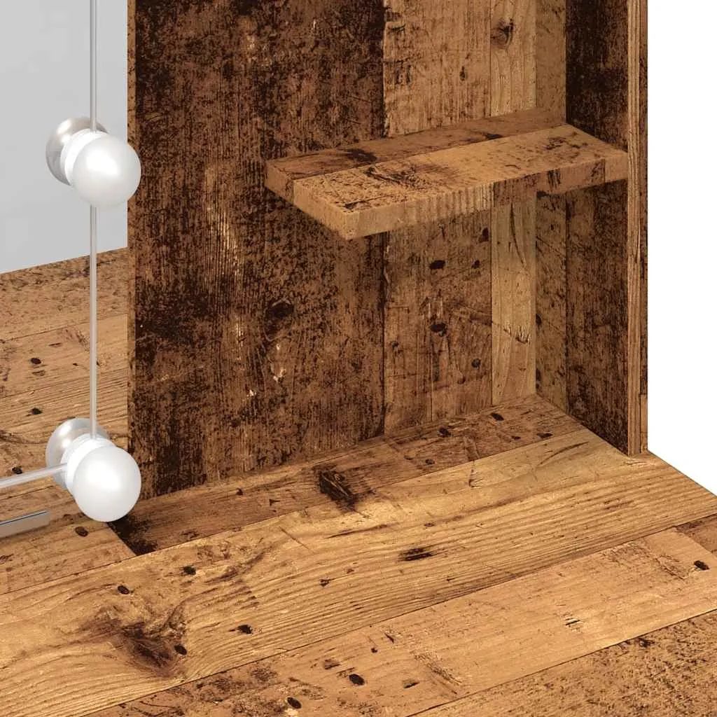 Schminktisch mit Spiegel und LED-Beleuchtung 96x40x142 cm Altholz