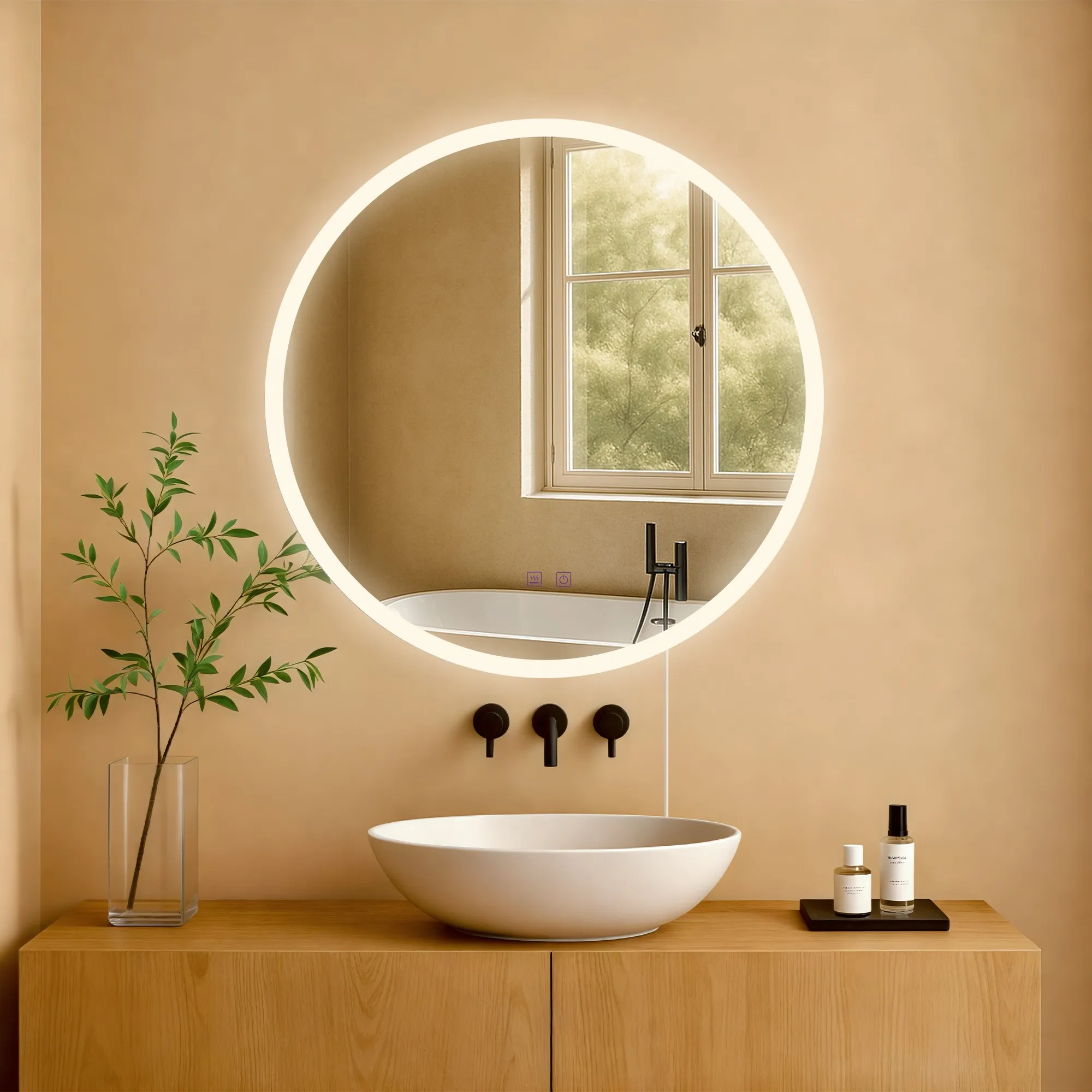 Badspiegel Laconia LED Rundspiegel 60x60 klarglas