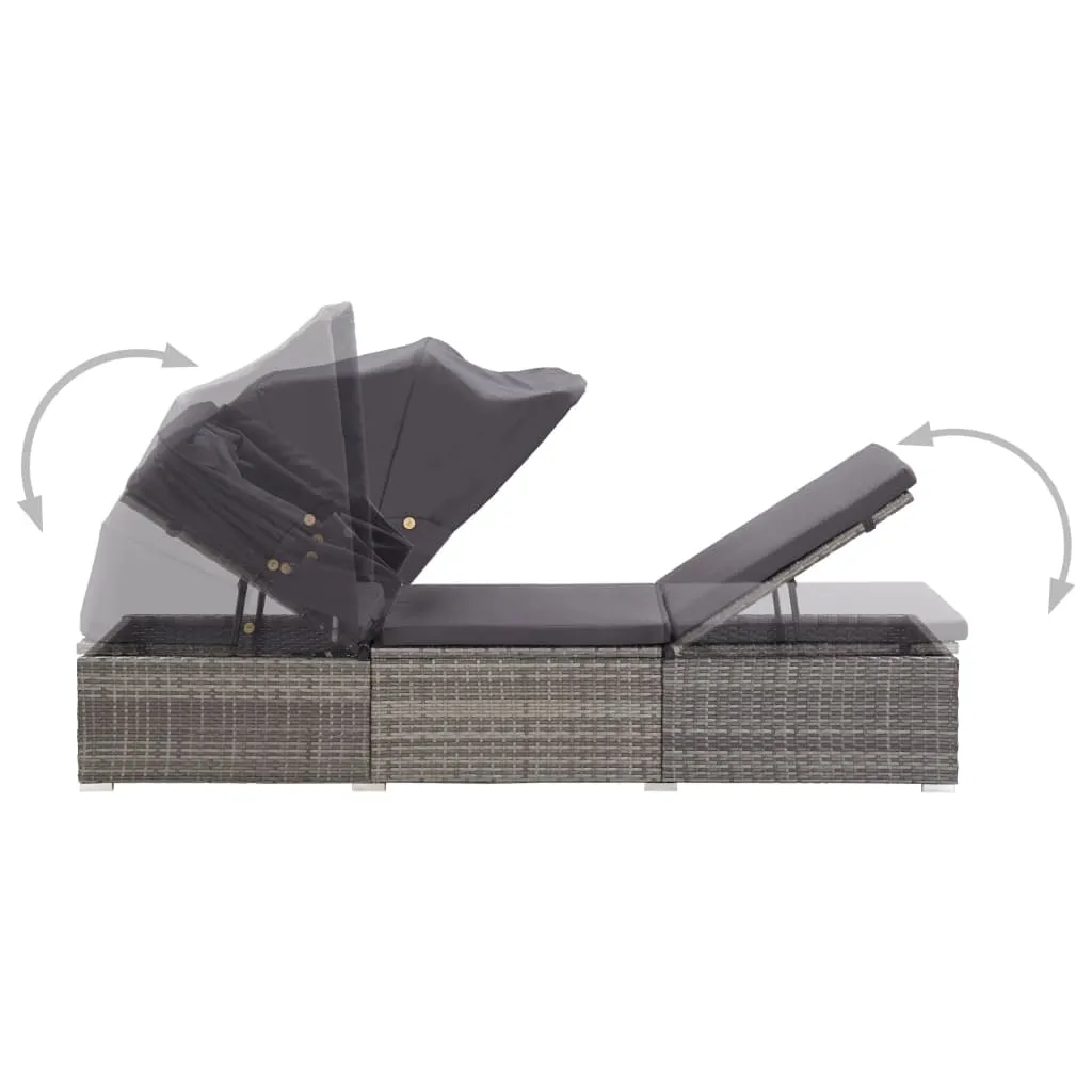 Sonnenliege aus PE-Rattan 195x60x110 cm in Grau