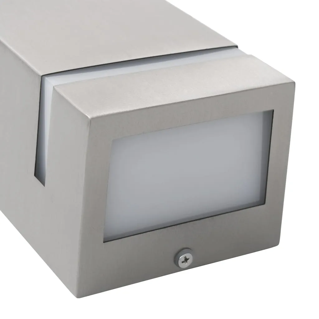 Outdoor-Wandleuchte Edelstahl 75x95x238 mm Silbern, 2er-Set