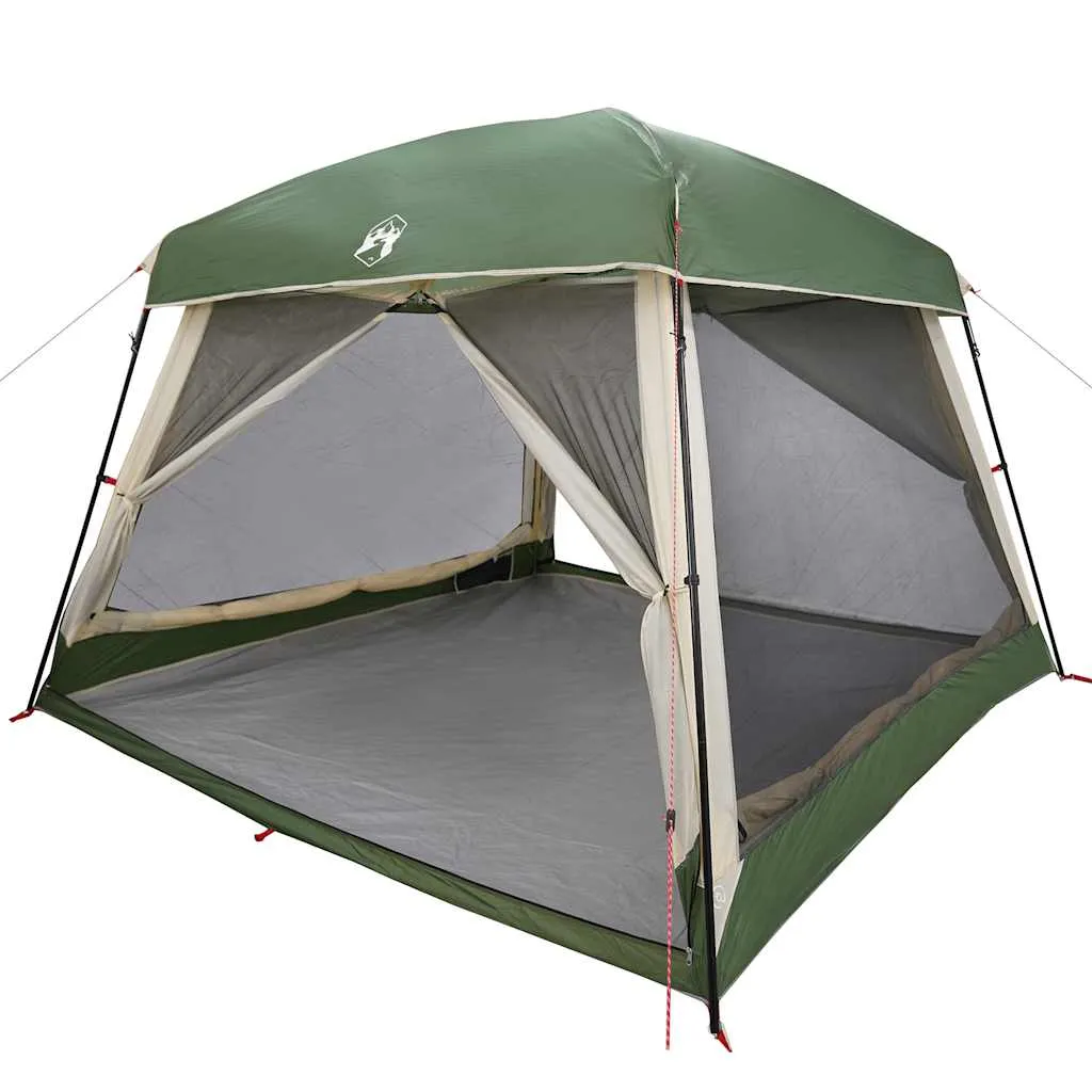 Familienzelt Grün 317x317x225 cm – Wasserdichtes Campingzelt mit E-Anschluss