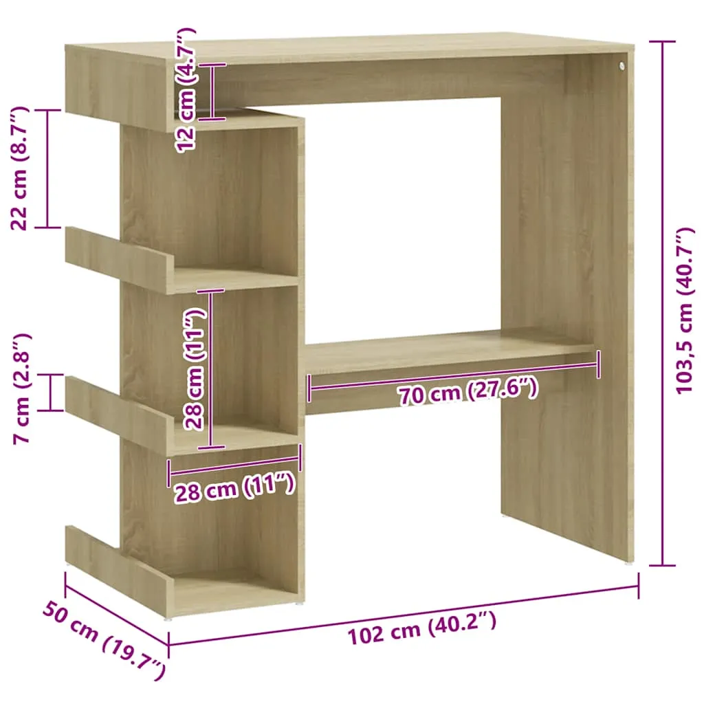 Stehtisch Sonoma-Eiche 100 x 50 x 101,5 cm Massivholz