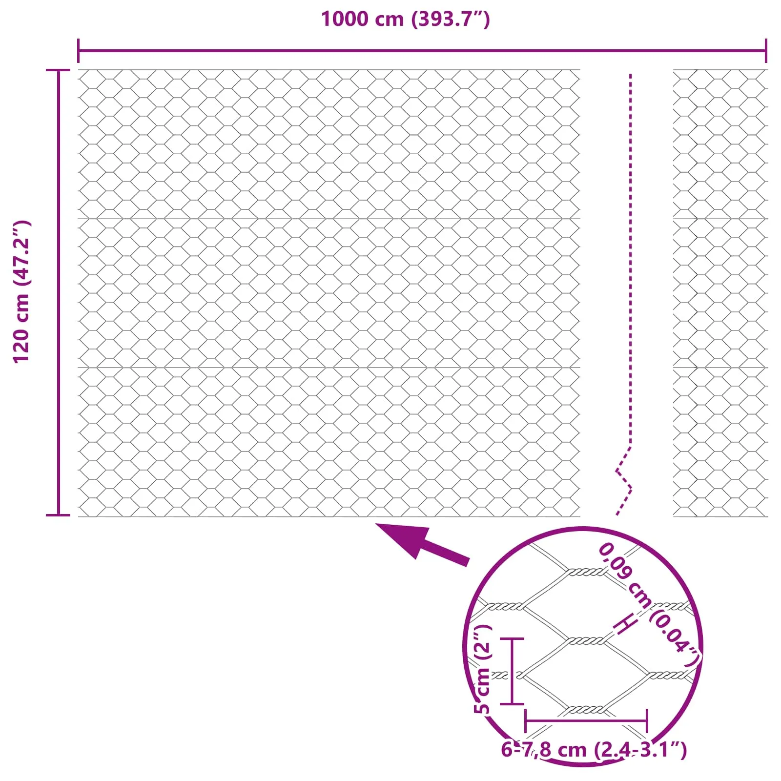 Moderner Hexagonzaun PVC Grün 10 x 1,2 m für Garten und Terrasse
