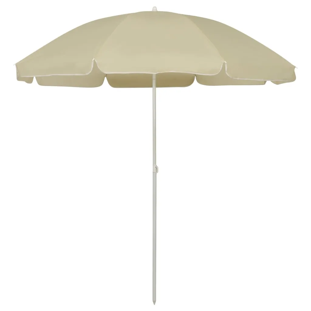 Strandschirm Weiß 240 cm Durchmesser, 220 cm Höhe, Polyester