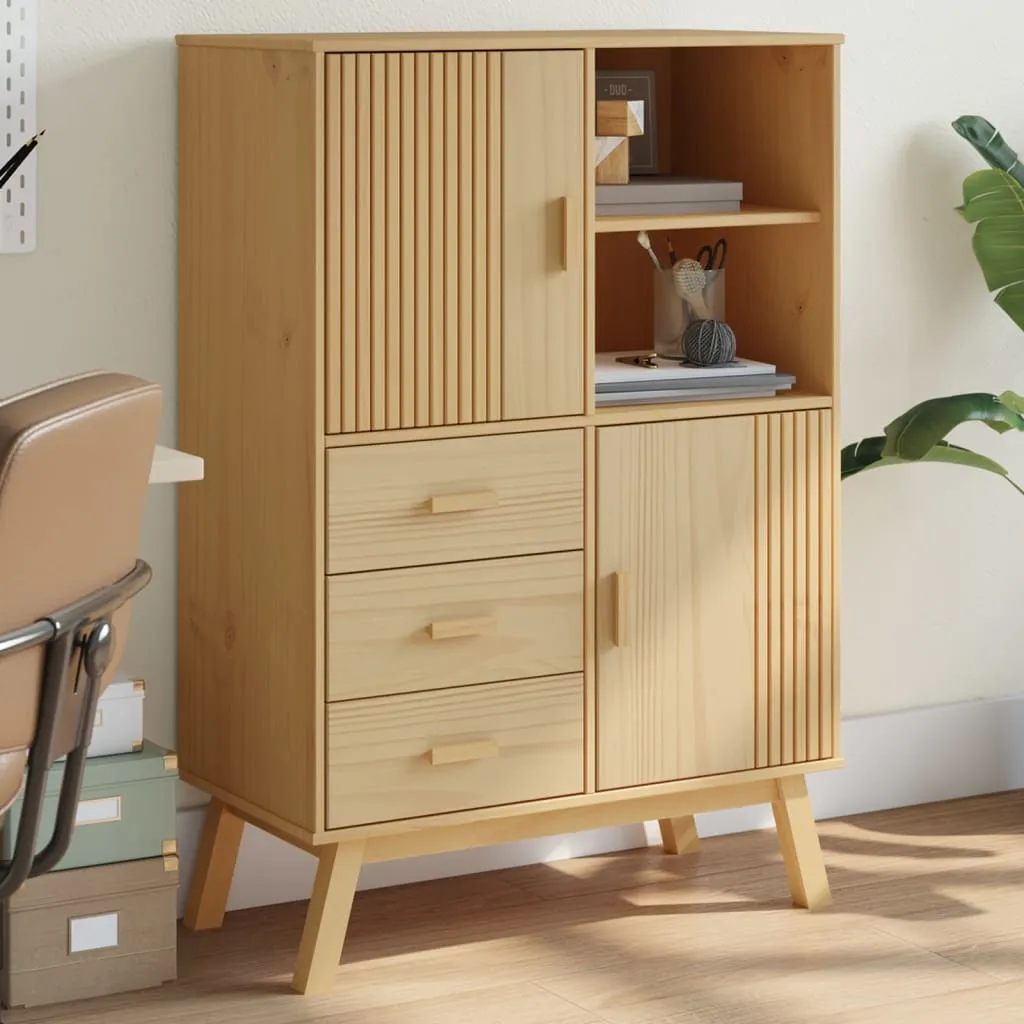 Sideboard aus massivem Kiefernholz Braun 85 x 43 x 125 cm