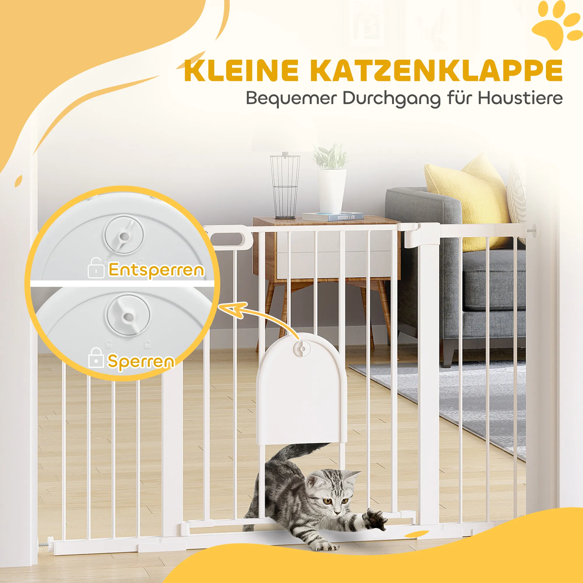 Hunde Absperrgitter Metall Weiß 75-131 x 76 cm mit Klemmbefestigung