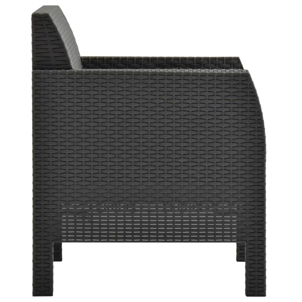 Gartenstuhl mit Kissen Anthrazit 63x65x76 cm Polypropylen Rattan-Optik