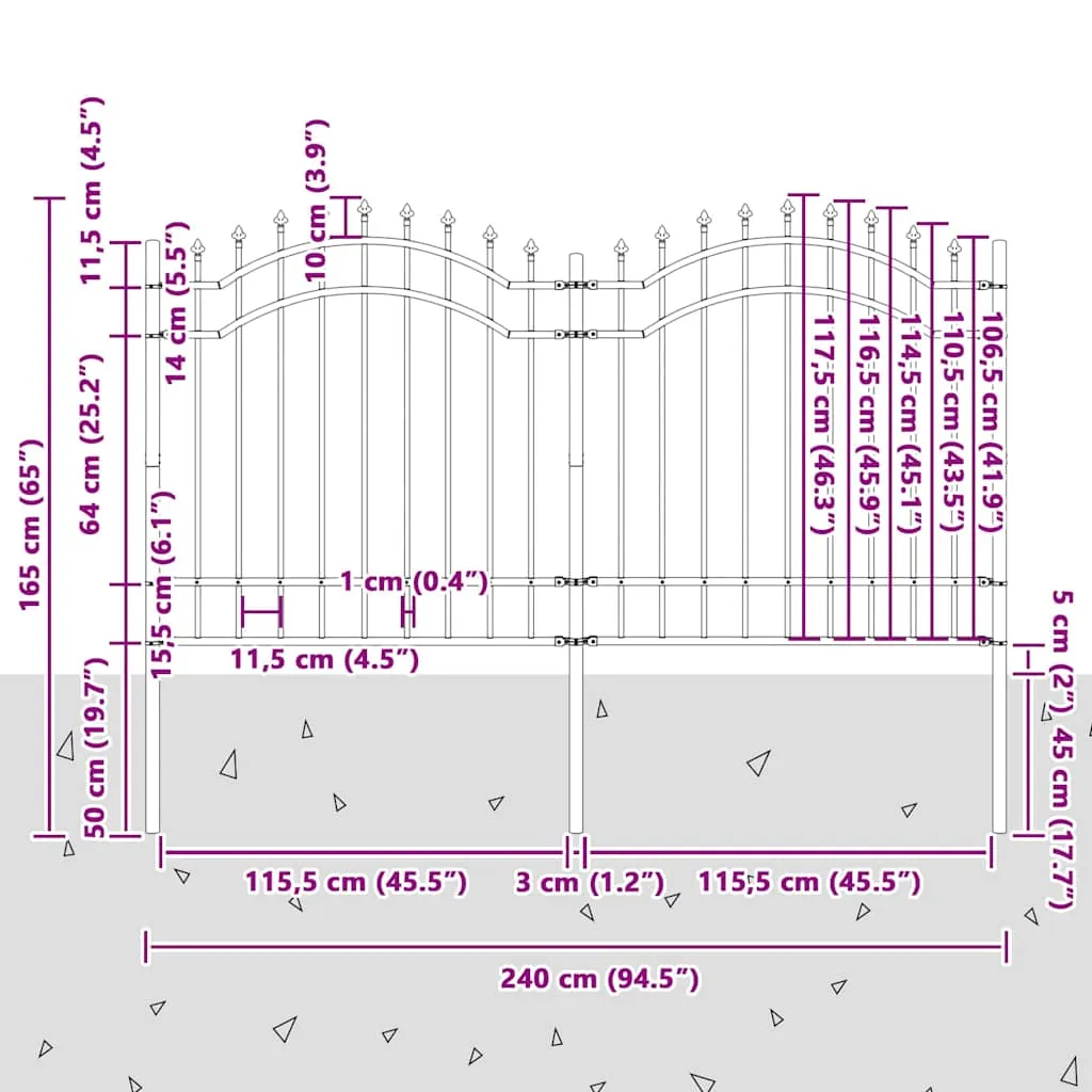 Moderner weißer Gartenzaun 240 x 165 cm aus pulverbeschichtetem Stahl