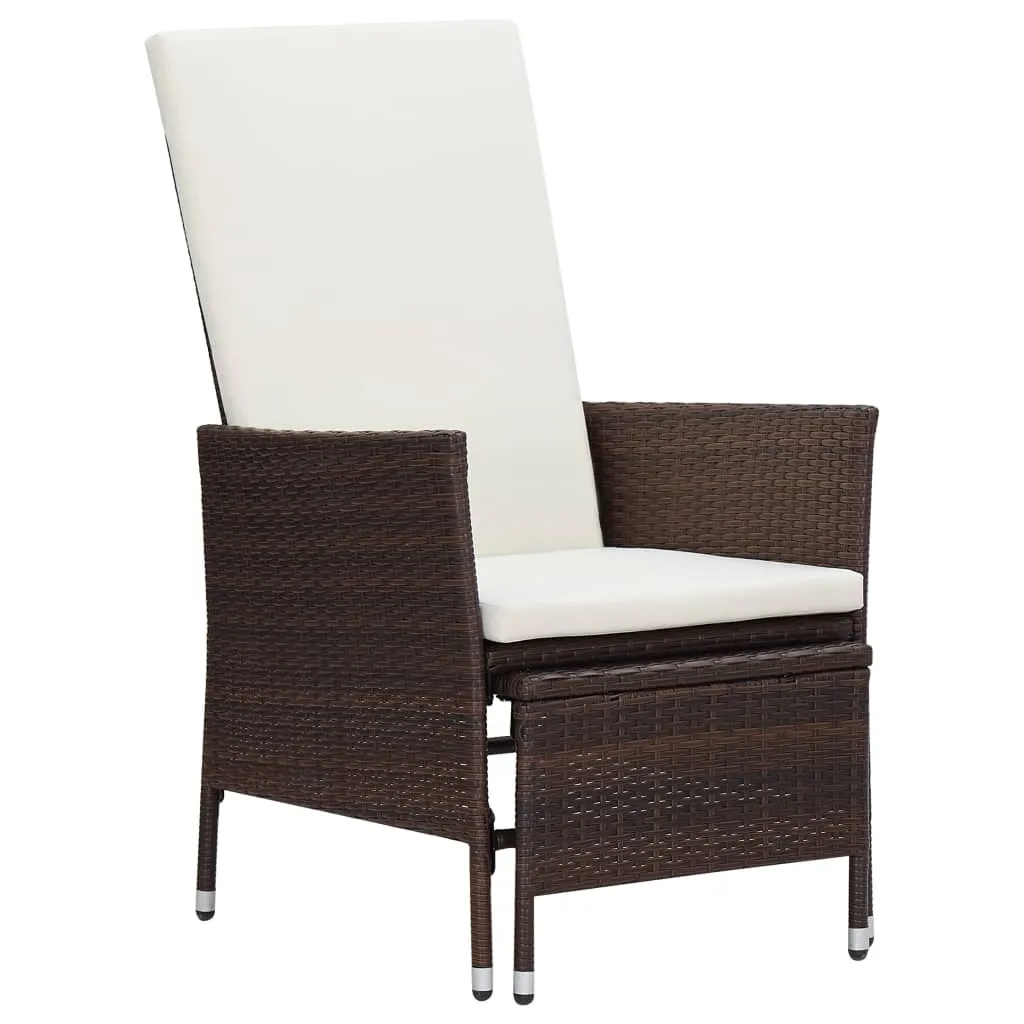 Outdoor Lounge-Set Braun PE-Rattan Sessel 62x131x106 cm Tisch 50x50x45 cm