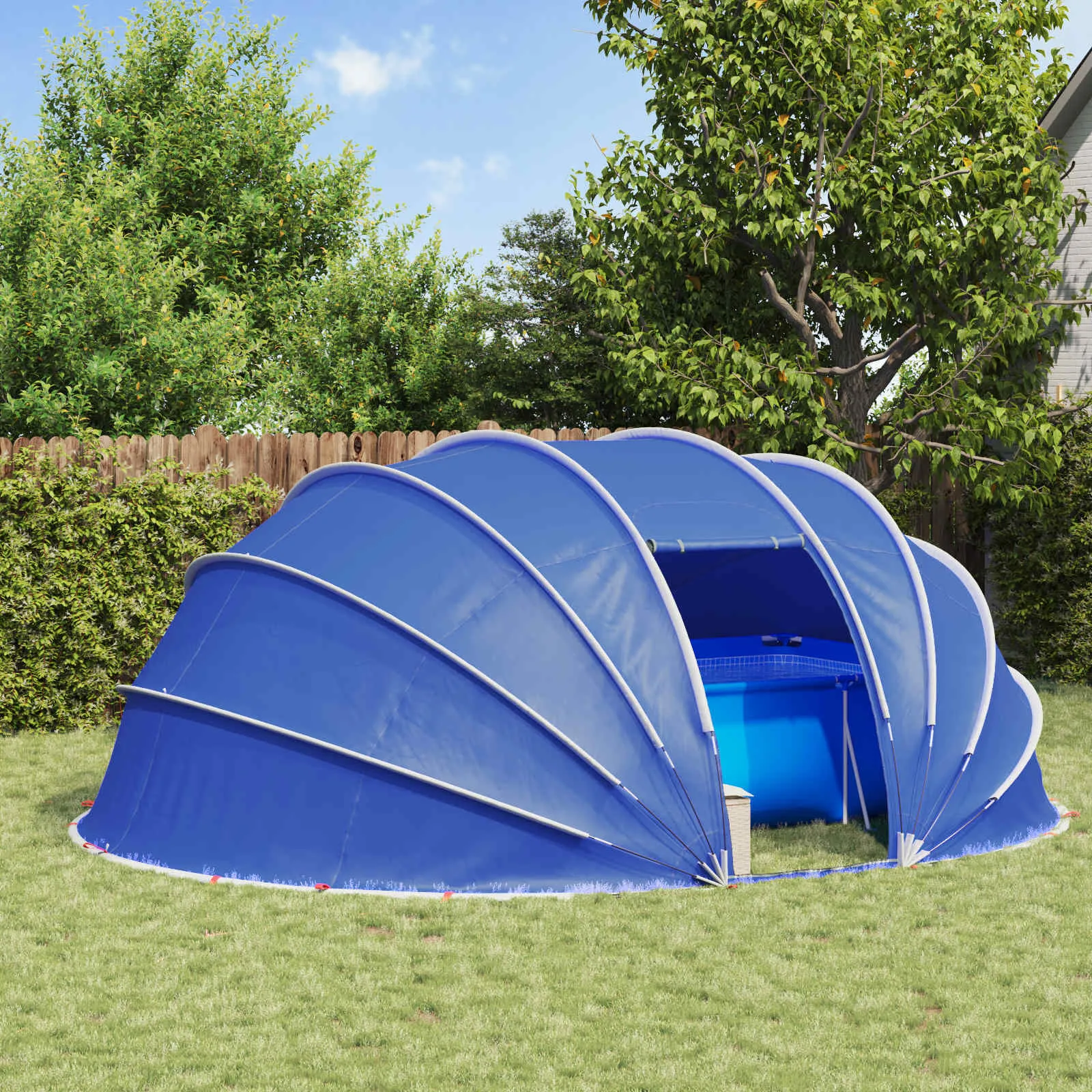 Modernes Poolzelt 538x440x204 cm Grün mit PU-beschichtetem Polyester