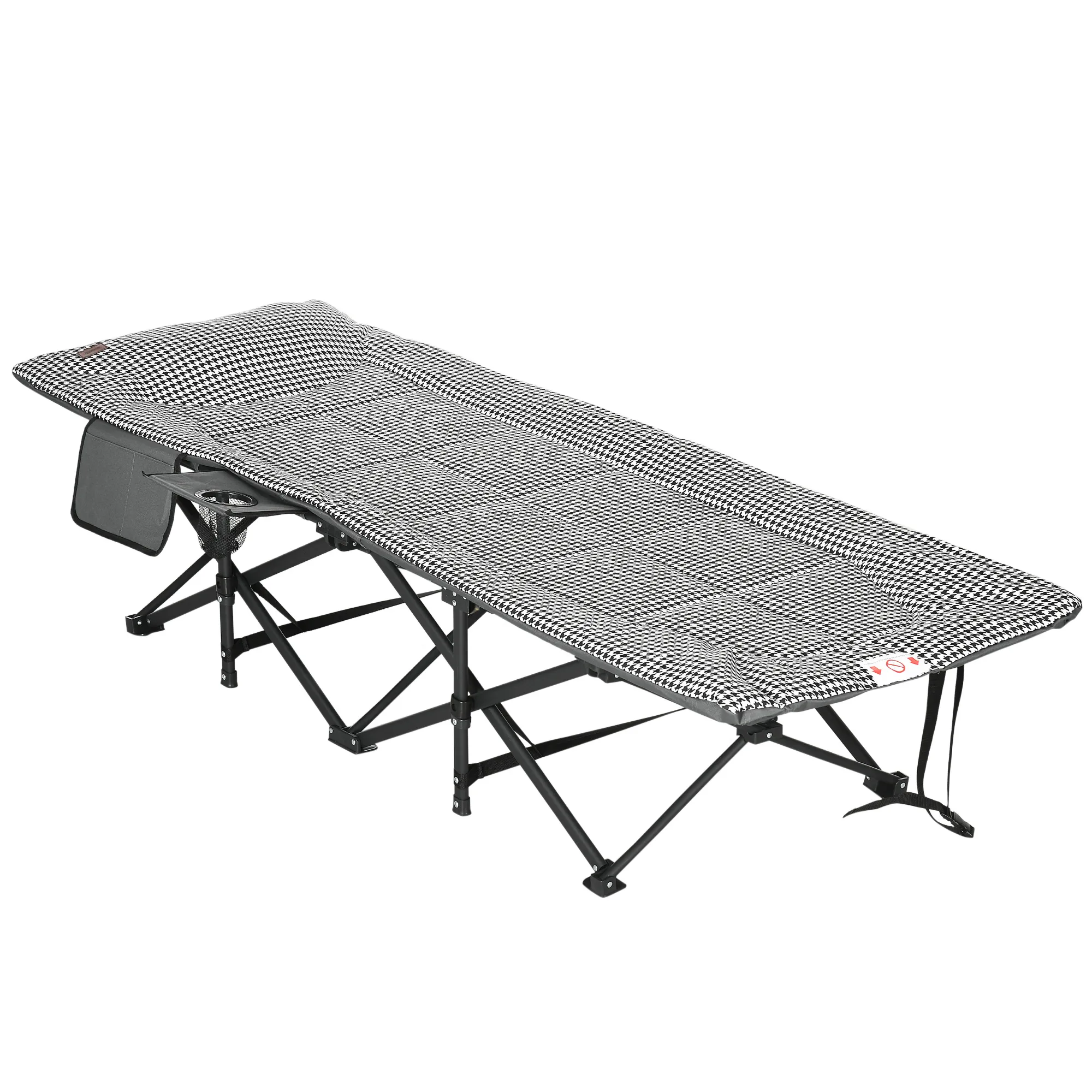 Faltbare Campingliege 68L x 186B x 48H cm in Schwarz+Weiß
