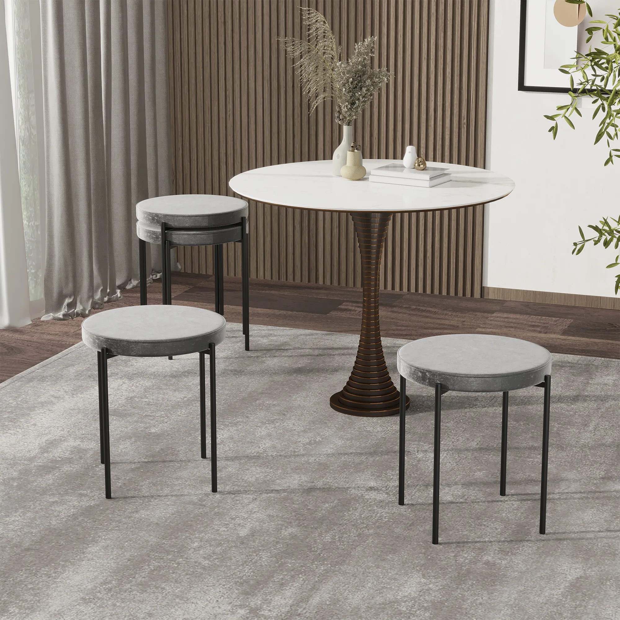 Stapelbare Küchenhocker Grau 41,5B x 41,5T x 46H cm