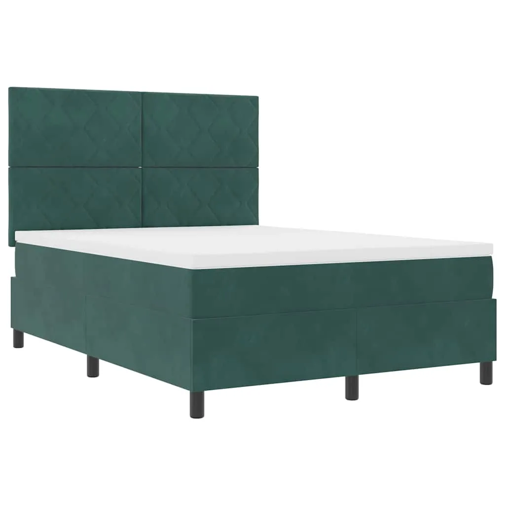 Boxspringbett 140x190 cm Kiefernholz Dunkelgrün verstellbares Kopfteil