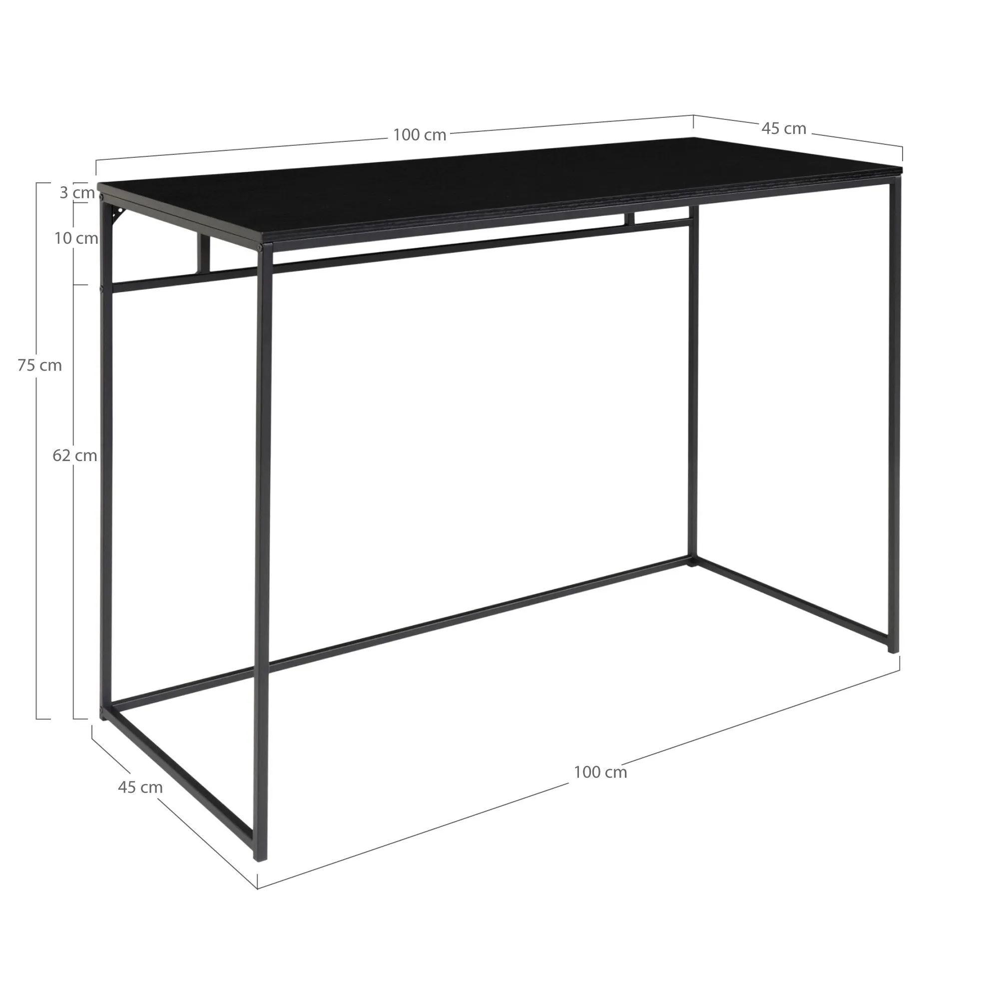 tinkaro Vita Schreibtisch 100 x 45 x 75 cm Schwarz