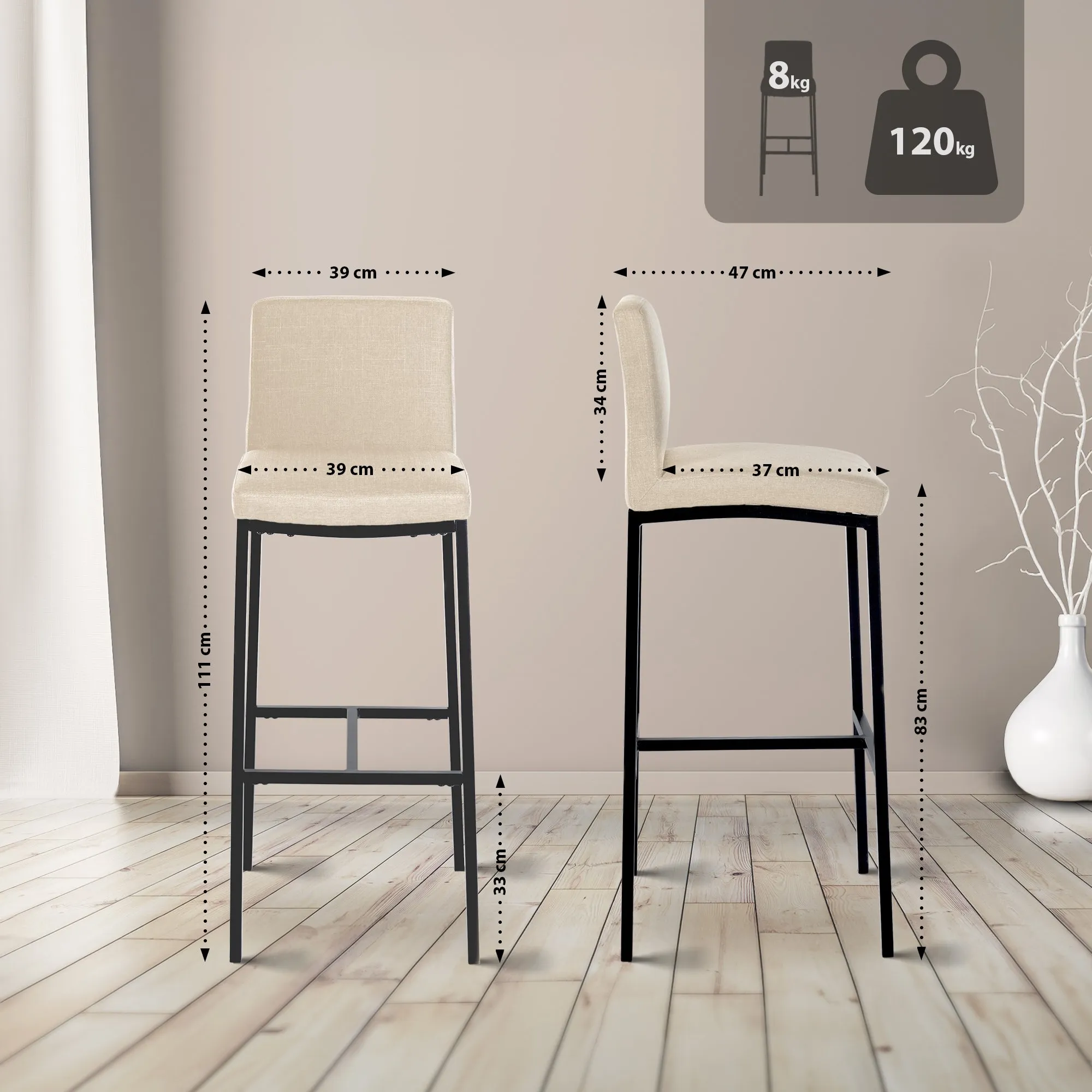 Barhocker Freeport 111x43x47 cm creme