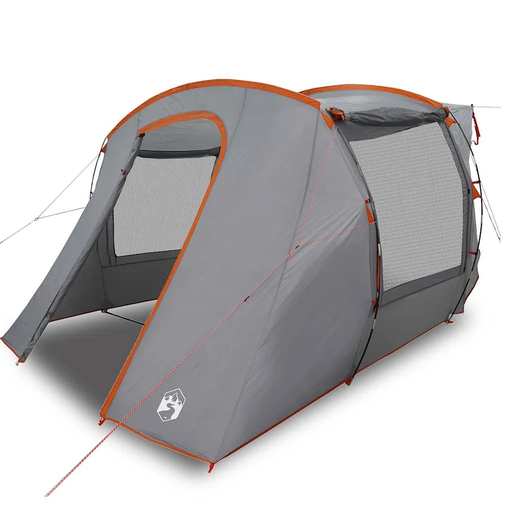 Autozelt 335x352x217 cm Grau und Orange wasserdicht mit Tragetasche