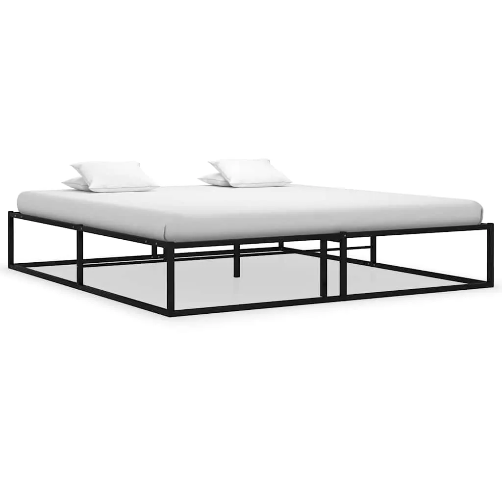 Metall-Bettgestell 145x205x32,5 cm Schwarz mit Lattenrost
