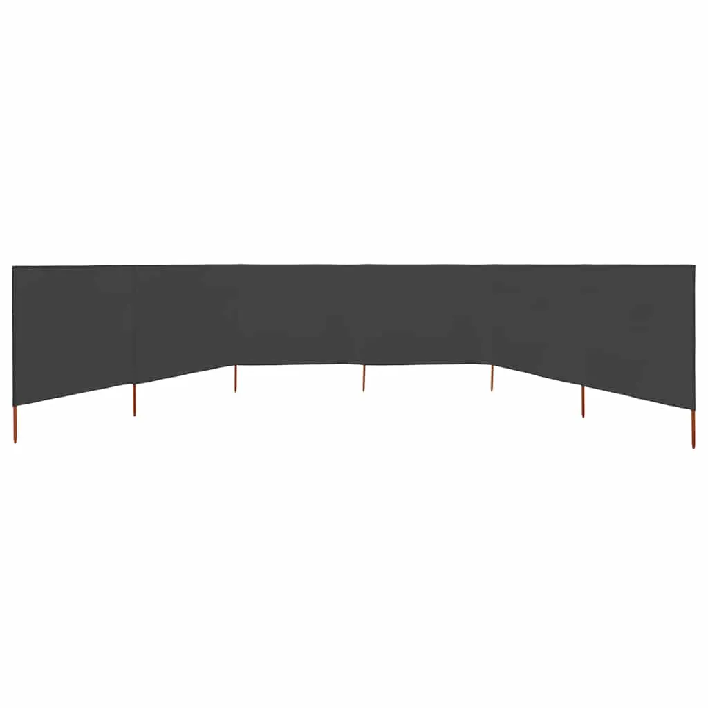 6-teiliger faltbarer Windschutz 800x160 cm Anthrazit mit Massivholzpfählen